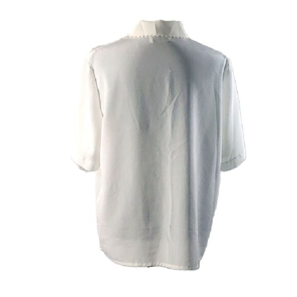 Kathy Che White Satin Pearl Button Up Blouse Size 12 - Picture 5 of 8